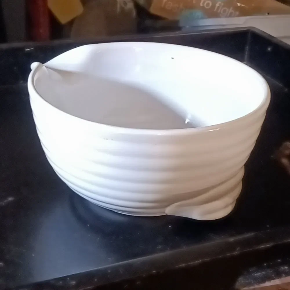 Vintage 50's Milk White Ringware Mixing Bowl with Pouring Spout and Handle
